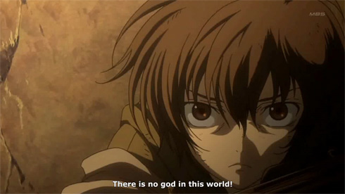 Gundam 00 : Boy thinks to himself that there's no god in this world.