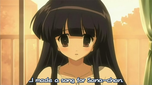 Myself; Yourself : Nanaka telling everyone what she's did for Sana's farewell gift.