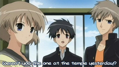 Myself; Yourself : Sana spots Nanako and asks if she was the girl at the temple yesterday.