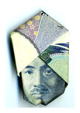 Japan Origami : 1000 yen note folded into Hideyo Noguchi with a turban.